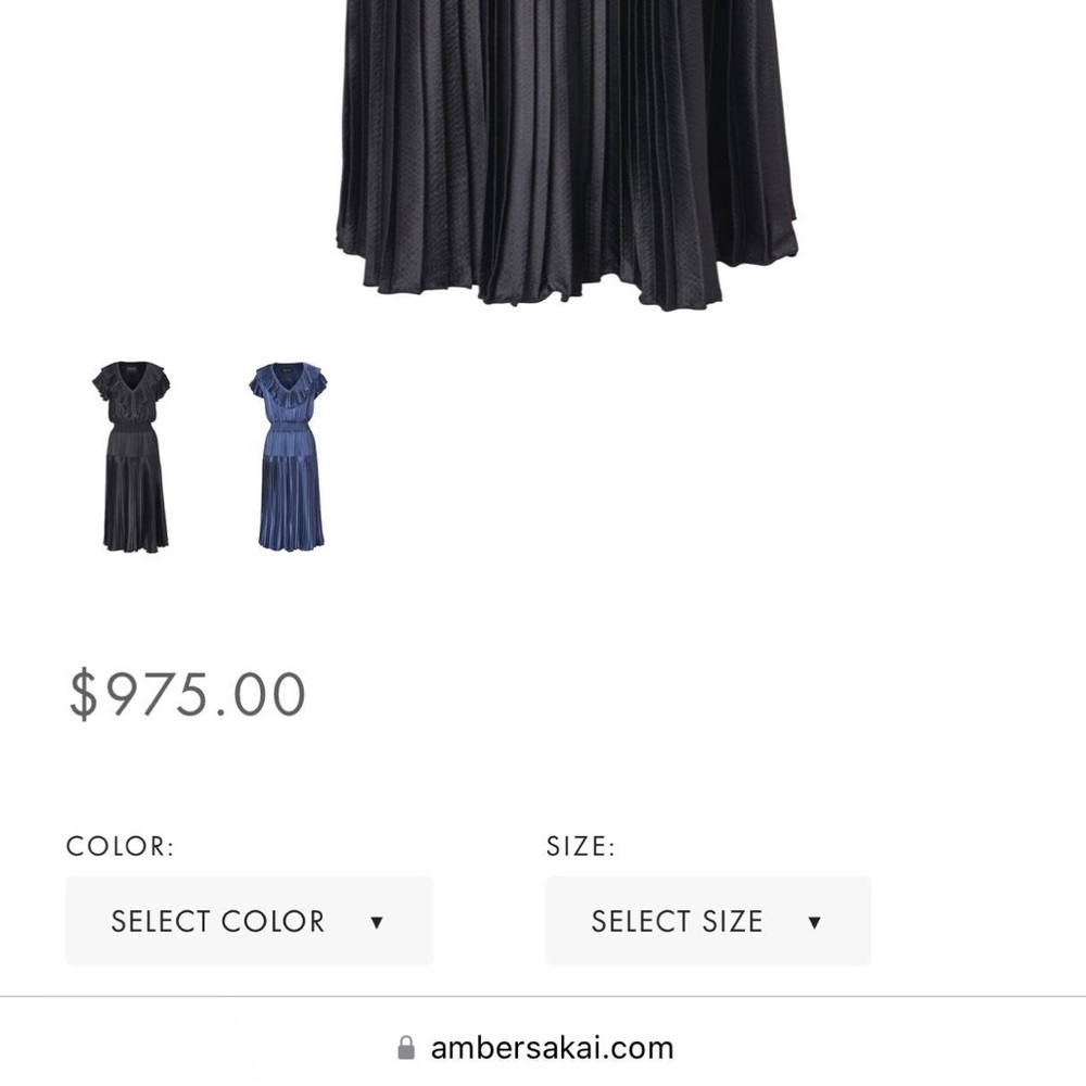 Amber Sakai Blue Satin Dress size 4 U.S. pleated - Picture 12 of 13